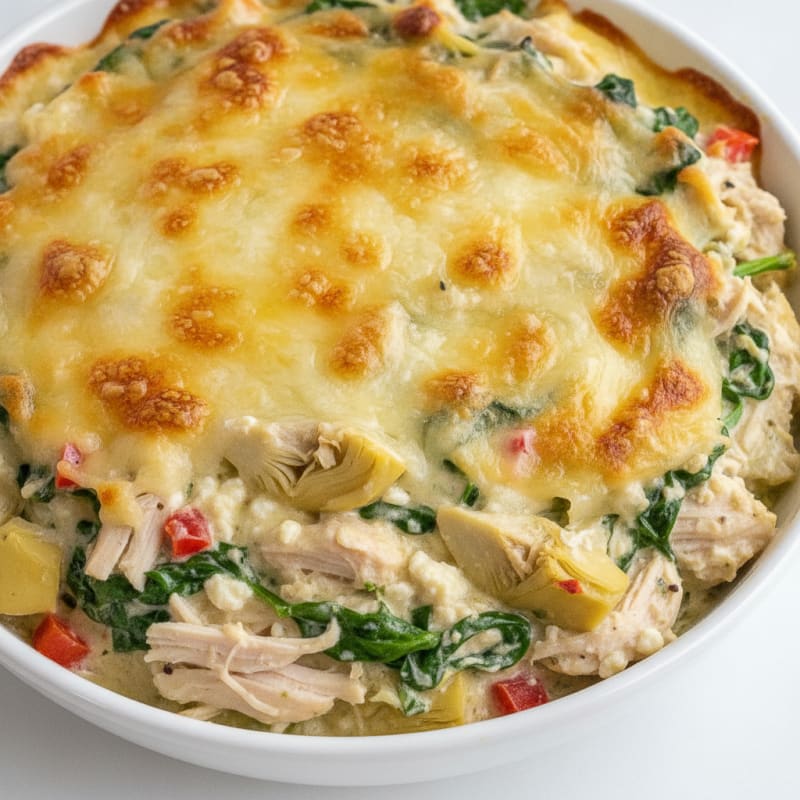 Baked Spinach Artichoke Chicken Dip