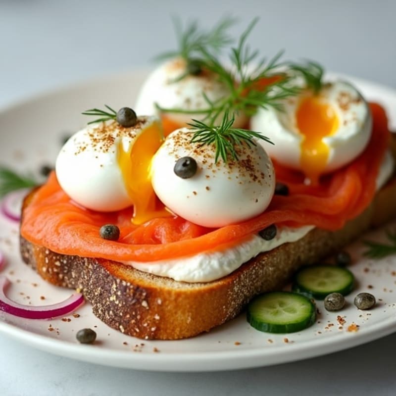 Open-Face Smoked Salmon and Herbed Cream Cheese Toast
