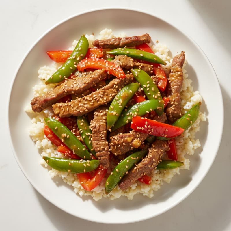 Lean Beef Stir Fry with Bell Peppers and Snap Peas
