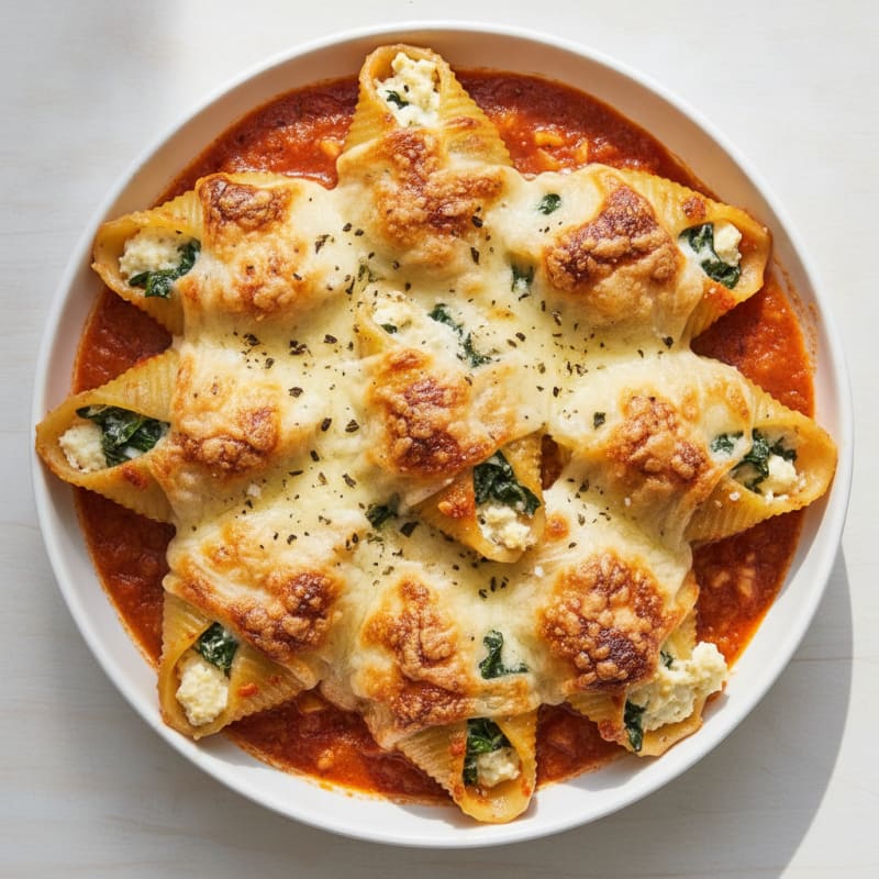 Baked Spinach Ricotta Stuffed Shells