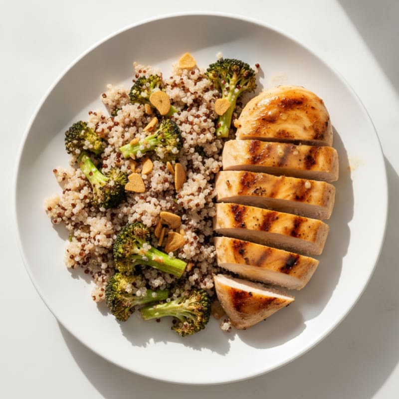 Grilled Chicken Breast with Roasted Broccoli and Quinoa