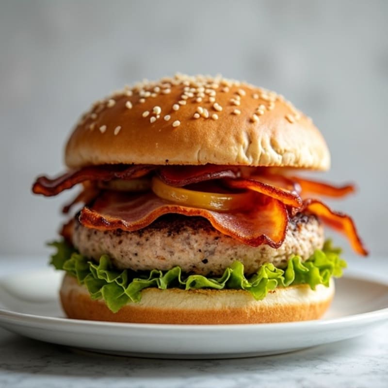 Lean Turkey-Bacon Burger with Caramelized Onions