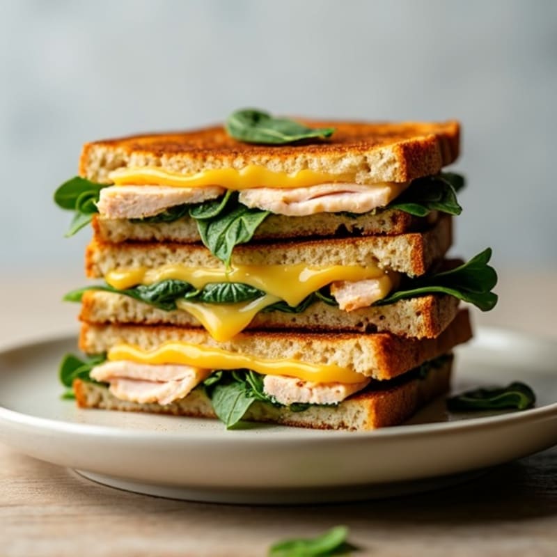 Stacked Crispy High-Protein Grilled Cheese with Spinach