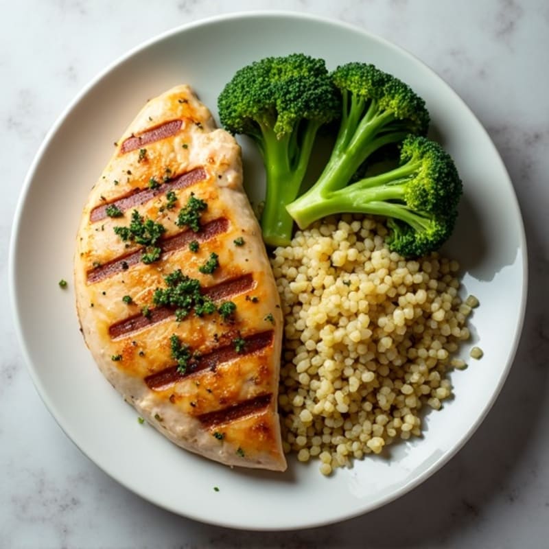 Herb-Grilled Chicken with Steamed Broccoli and Quinoa