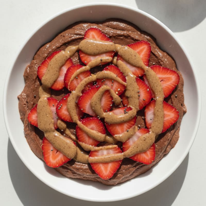 Silky Chocolate Protein Pudding with Fresh Strawberries