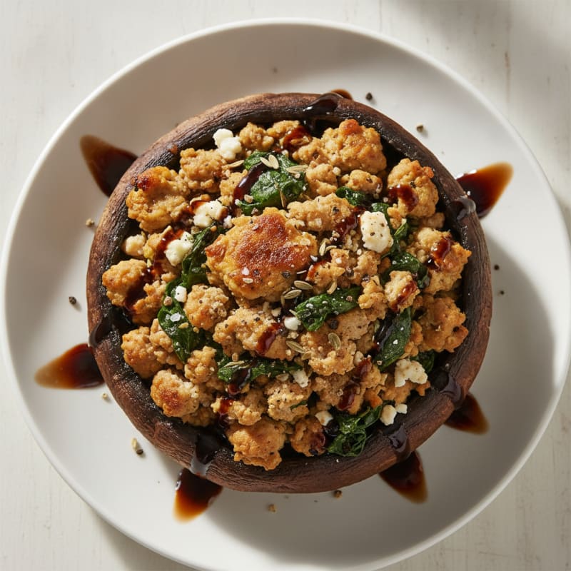 Herb-Stuffed Portobello Mushrooms with Balsamic Glaze