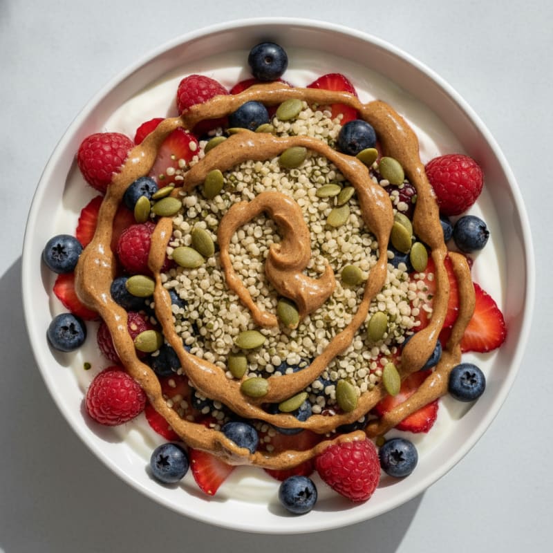 Creamy Greek Yogurt Bowl with Mixed Berries and Pumpkin Seed Crunch
