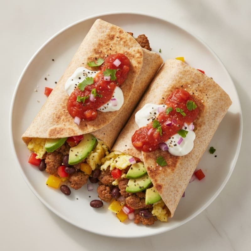 Ultimate Breakfast Burrito with Eggs and Sausage