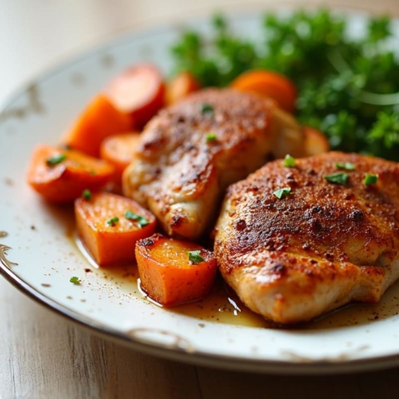 Sheet Pan Cinnamon-Spiced Chicken and Roasted Sweet Potatoes