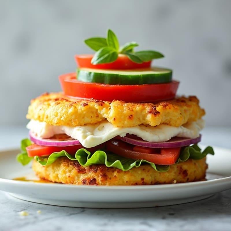 Lean Turkey-Salami Stack with Fresh Mediterranean Vegetables