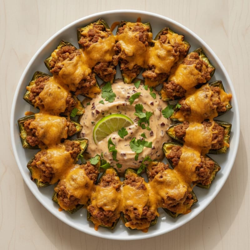 Spicy Turkey-Stuffed Jalapeño Poppers with Chipotle Ranch