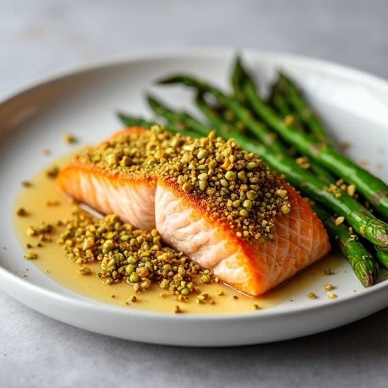 Crispy Pistachio-Crusted Salmon with Roasted Asparagus