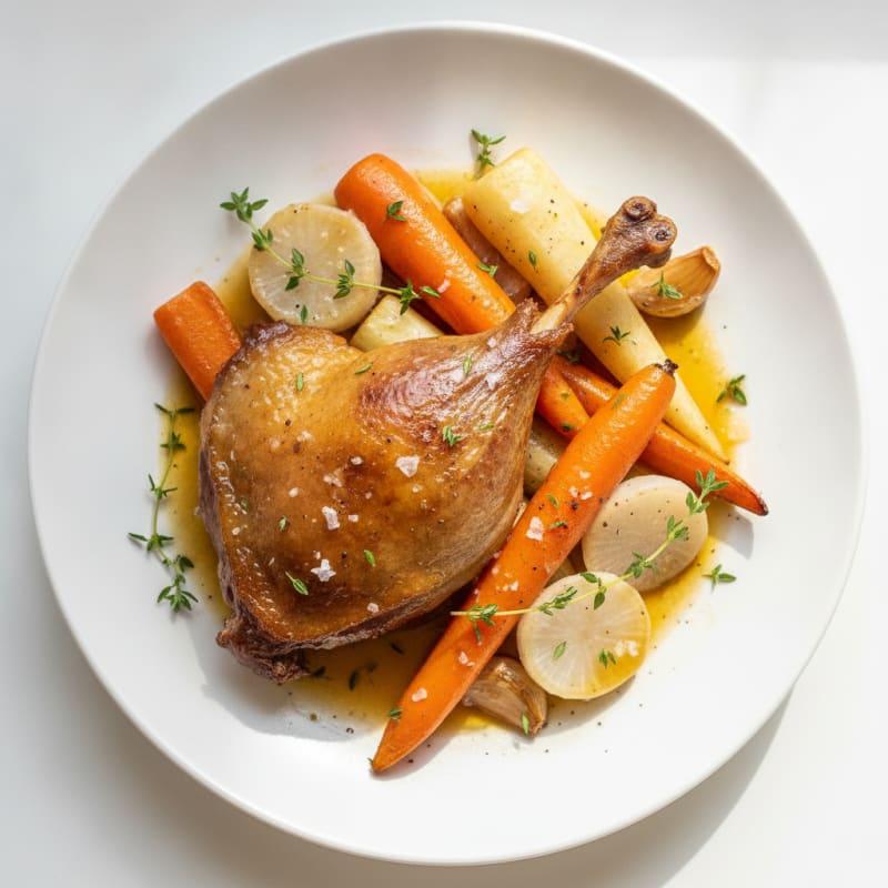 Duck Confit with Roasted Root Vegetables