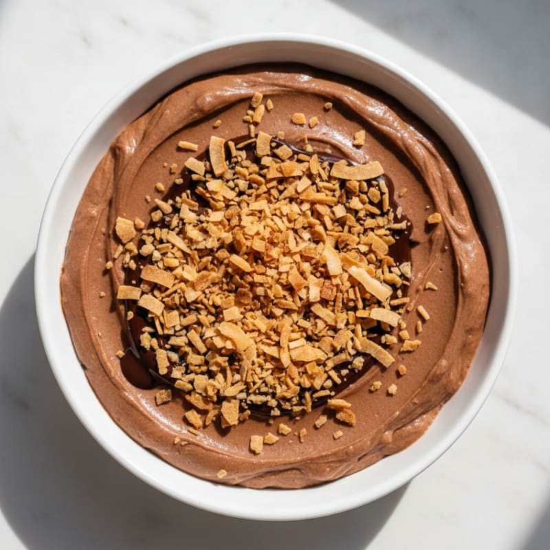 Silky Chocolate Protein Pudding with Toasted Coconut
