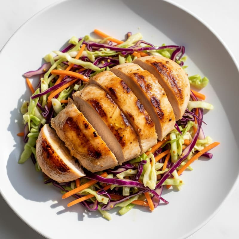 Grilled Chicken Breast with Crunchy Cabbage Slaw