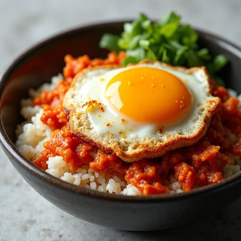 Spicy Crispy Kimchi Rice with Fried Egg
