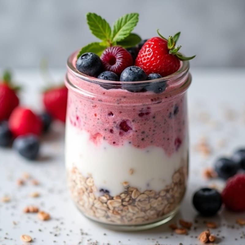 Creamy Protein Overnight Oats with Mixed Berries