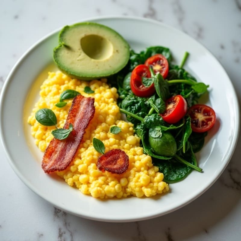 Egg White Scramble with Spinach and Turkey Bacon