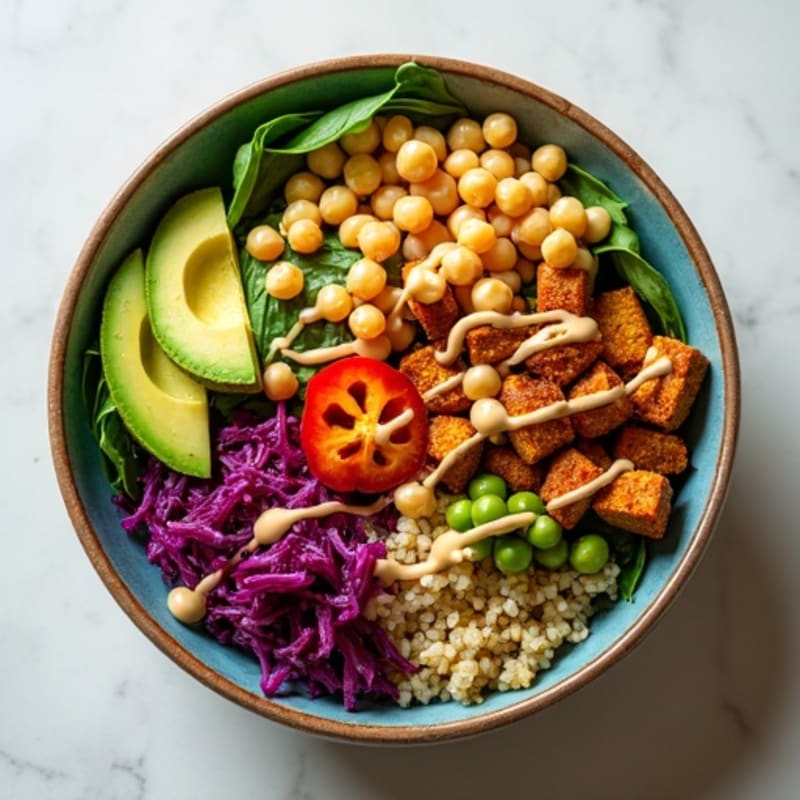 Crispy Roasted Chickpea Buddha Bowl with Tahini Sauce