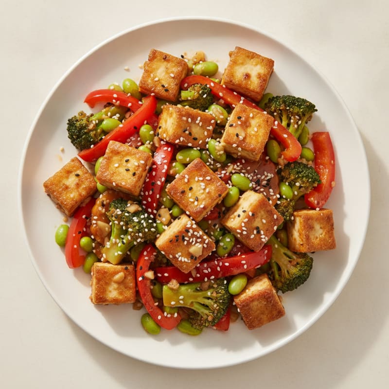 Sesame Tofu Stir-Fry with Mixed Vegetables