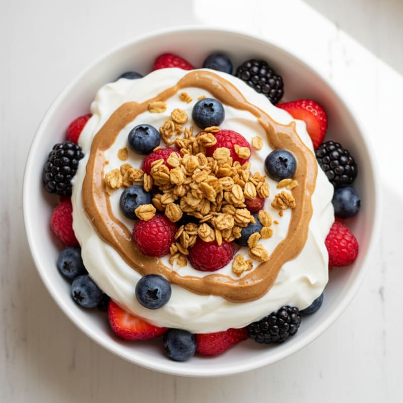 Creamy Greek Yogurt Parfait with Mixed Berries and Almond Butter