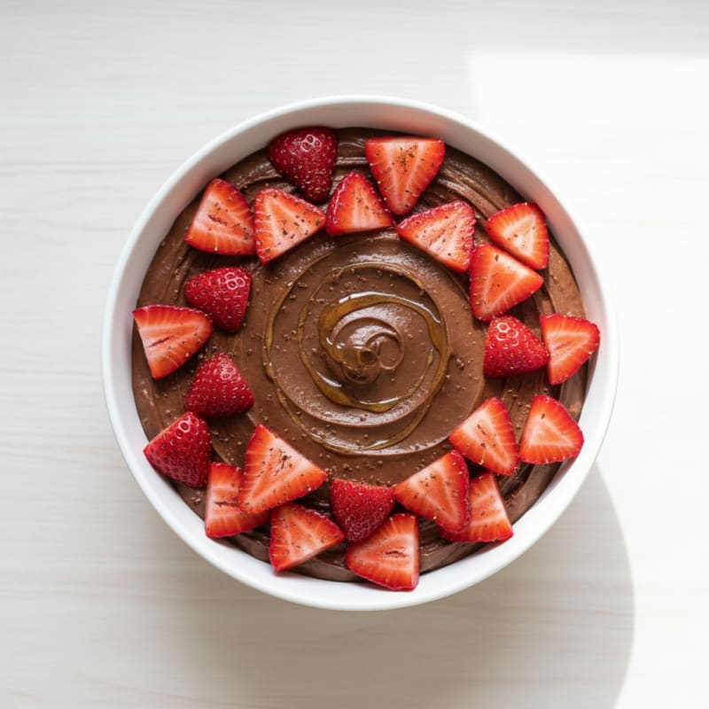 Silky Chocolate Protein Pudding with Fresh Strawberries