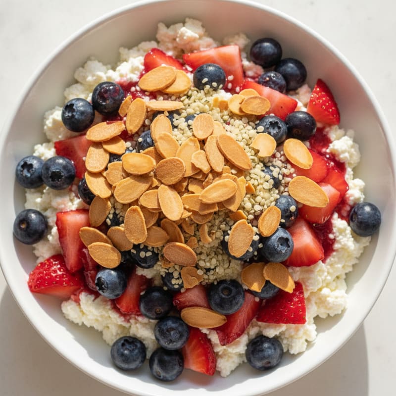 Cottage Cheese Berry Protein Bowl with Almonds