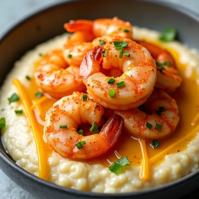 Pan-Seared Spicy Shrimp with Creamy Grits