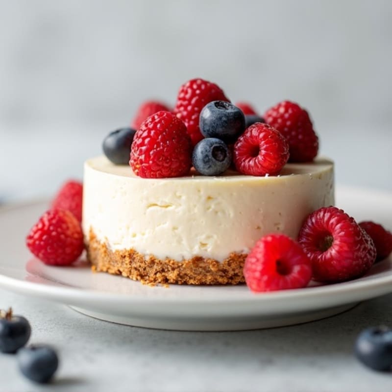 Greek Yogurt Protein Cheesecake with Mixed Berries