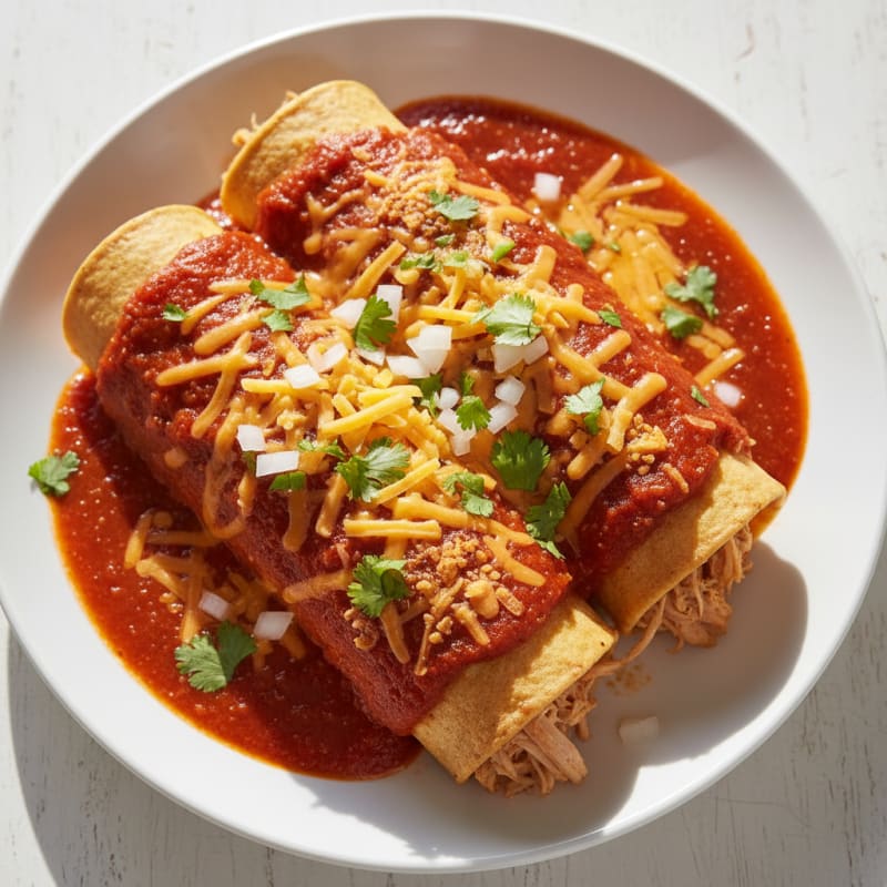 Chicken Enchiladas with Red Chili Sauce