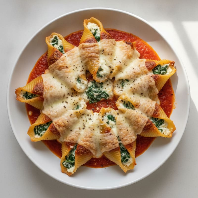Spinach Ricotta Stuffed Shells with Marinara