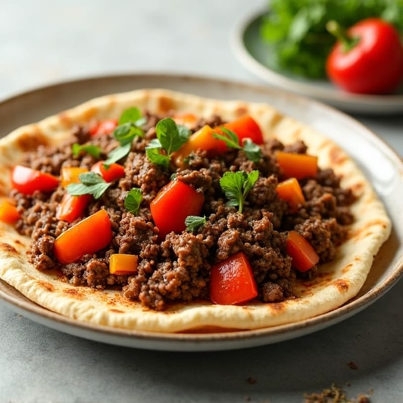 Garlic-Ginger Spiced Beef with Warm Flatbread