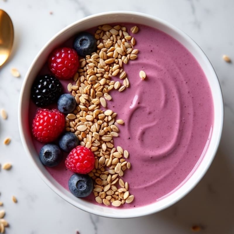 Silken Tofu Protein Smoothie Bowl with Berries and Hemp Seeds