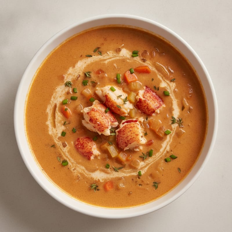 Rich Lobster Bisque with Sherry Swirl