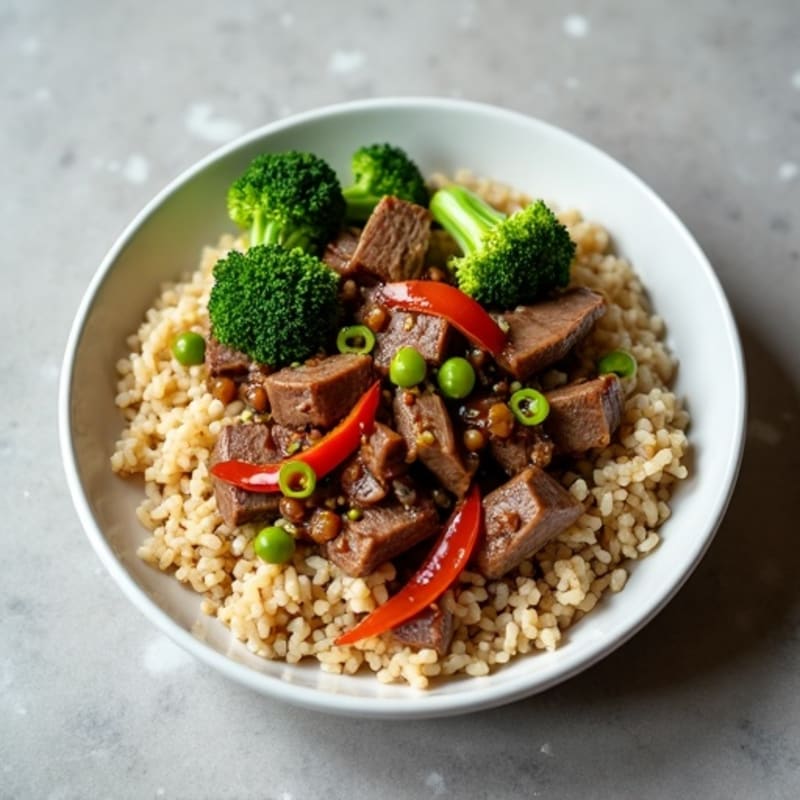 Savory Garlic-Ginger Stir-Fried Beef with Broccoli and Brown Rice