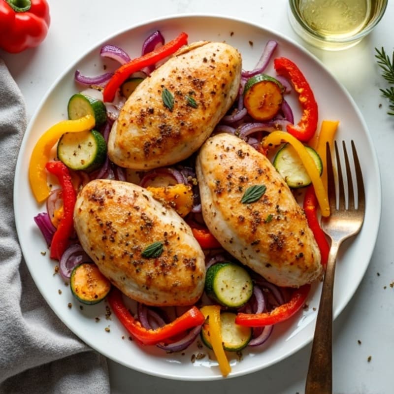 Sheet Pan Herb-Roasted Chicken with Rainbow Vegetables