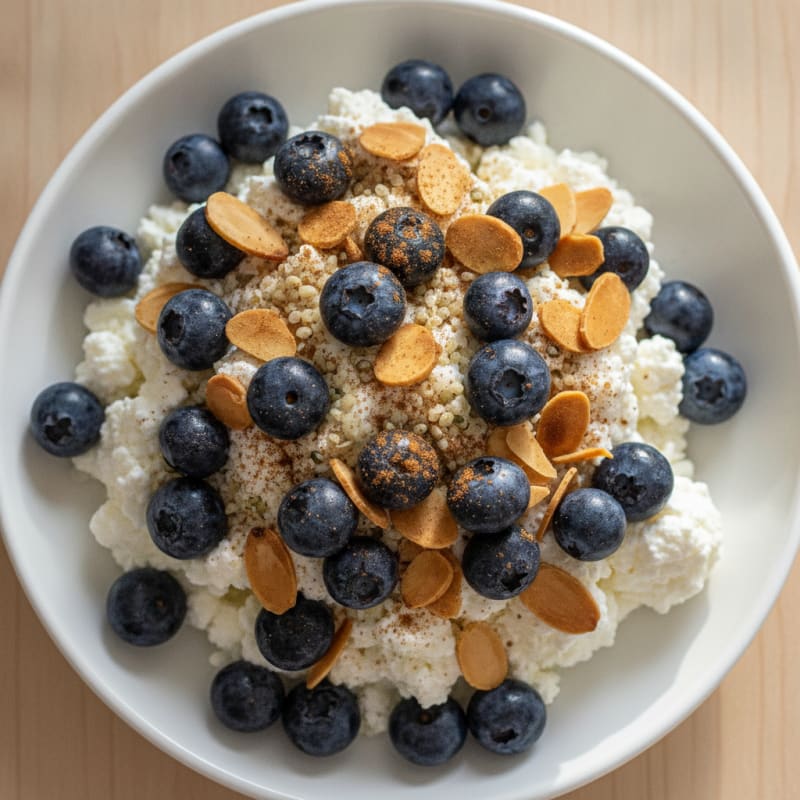 Cottage Cheese and Berry Protein Bowl with Almonds