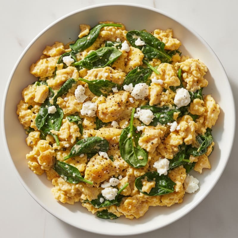 Creamy Spinach and Feta Scramble