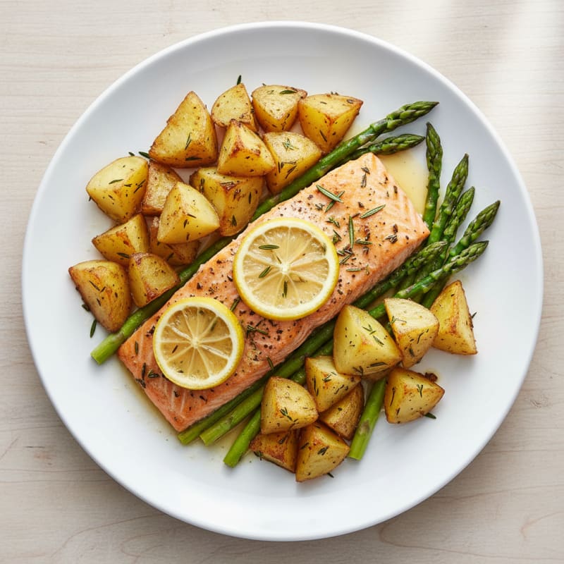 Lemon-Herb Baked Salmon with Roasted Potatoes