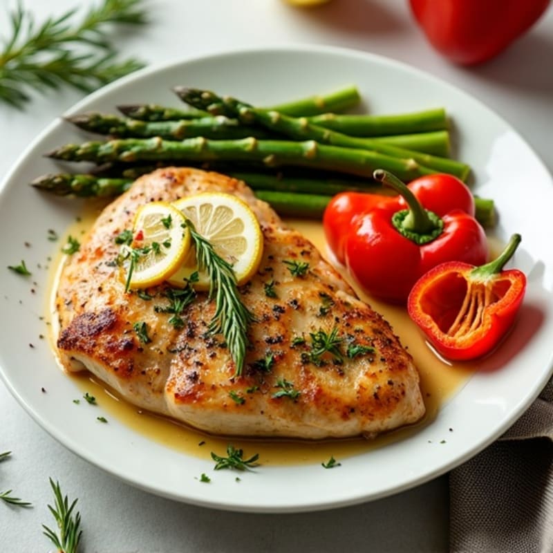 Sheet Pan Lemon Herb Chicken with Roasted Asparagus and Bell Peppers