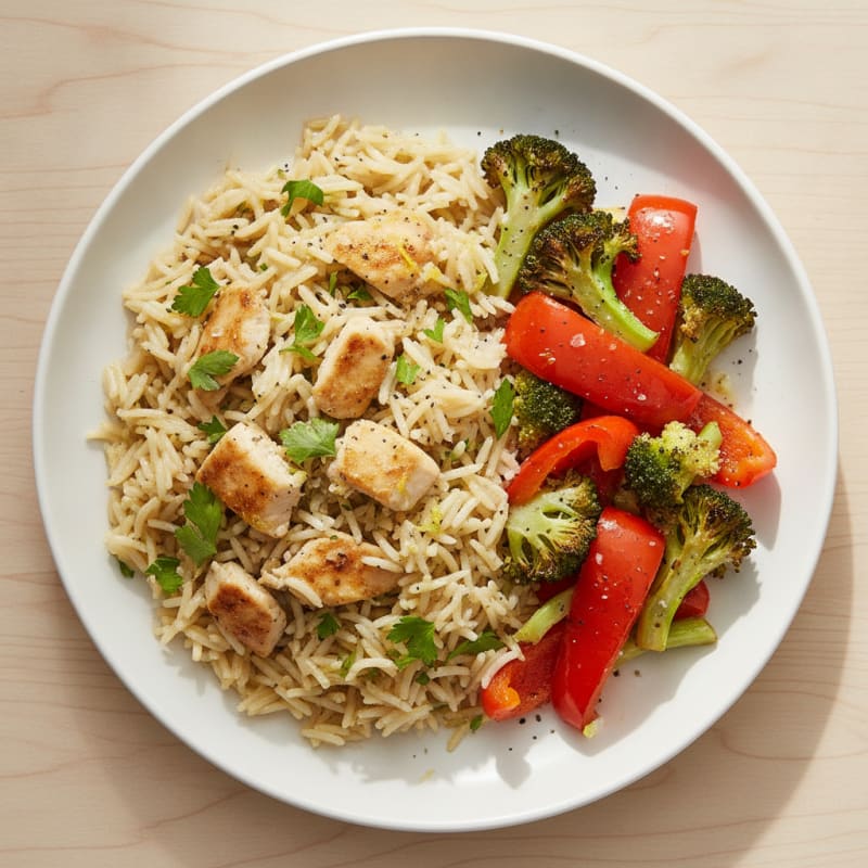Lemon Herb Rice Pilaf with Roasted Vegetables