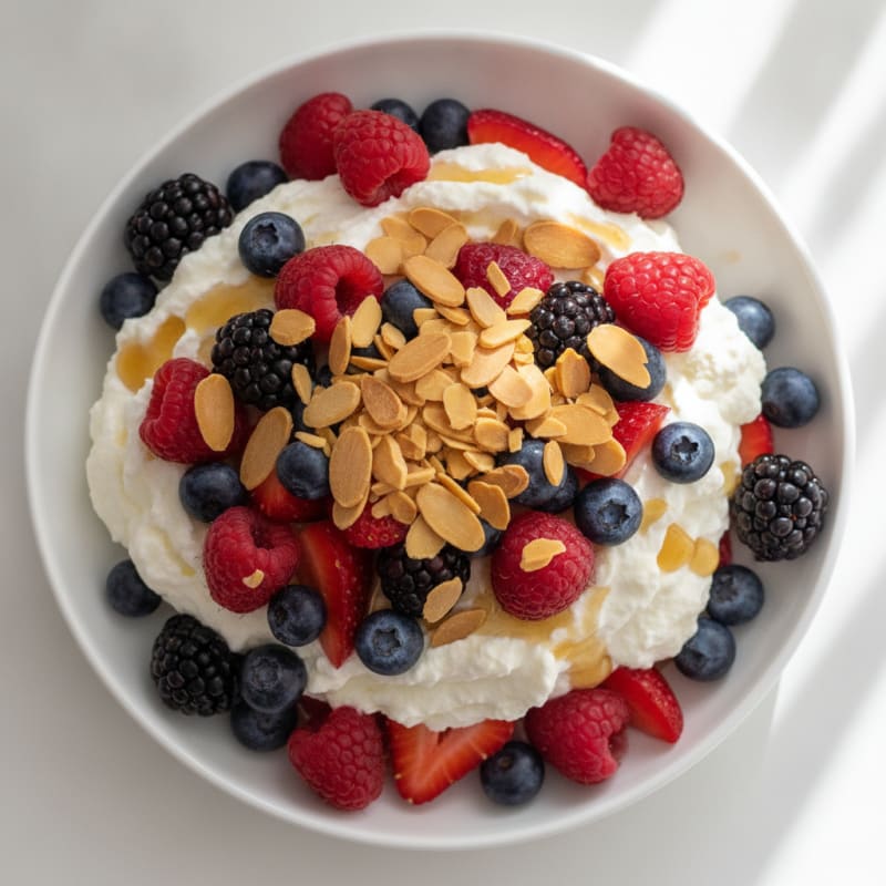 Greek Yogurt Protein Mousse with Mixed Berries