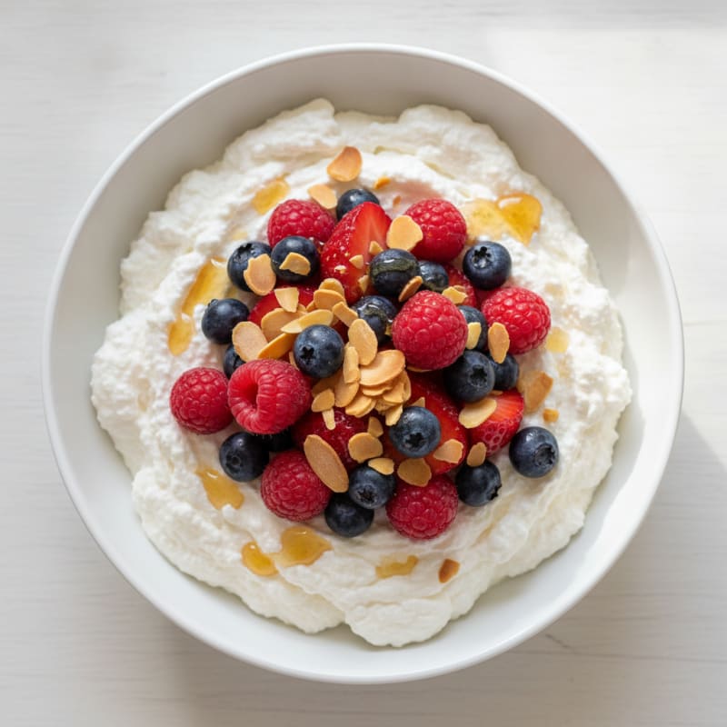 Greek Yogurt Protein Mousse with Mixed Berries