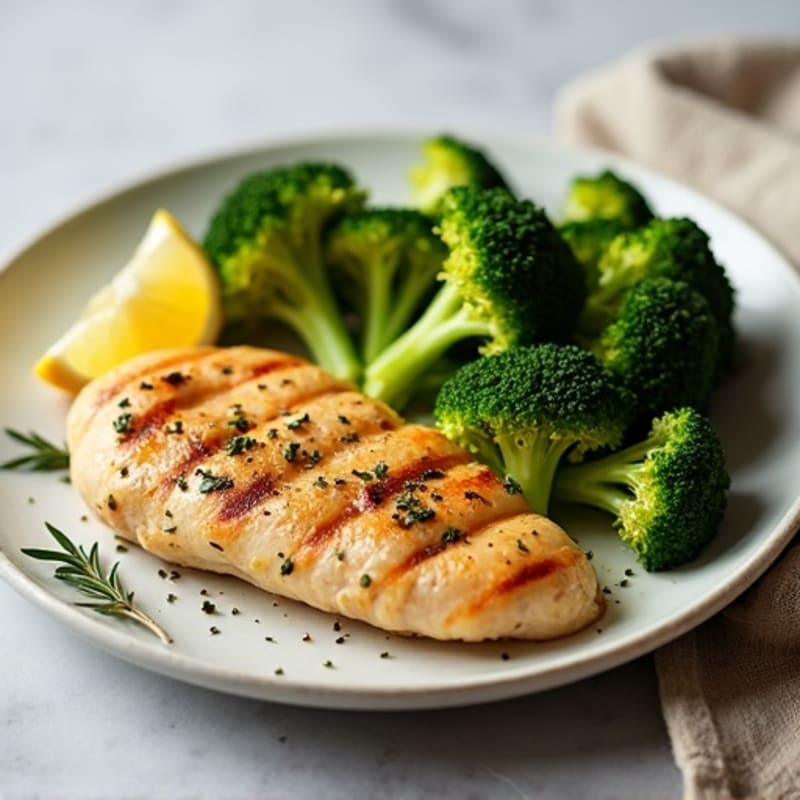 Lemon Herb Roasted Chicken Tenderloin with Crispy Broccoli