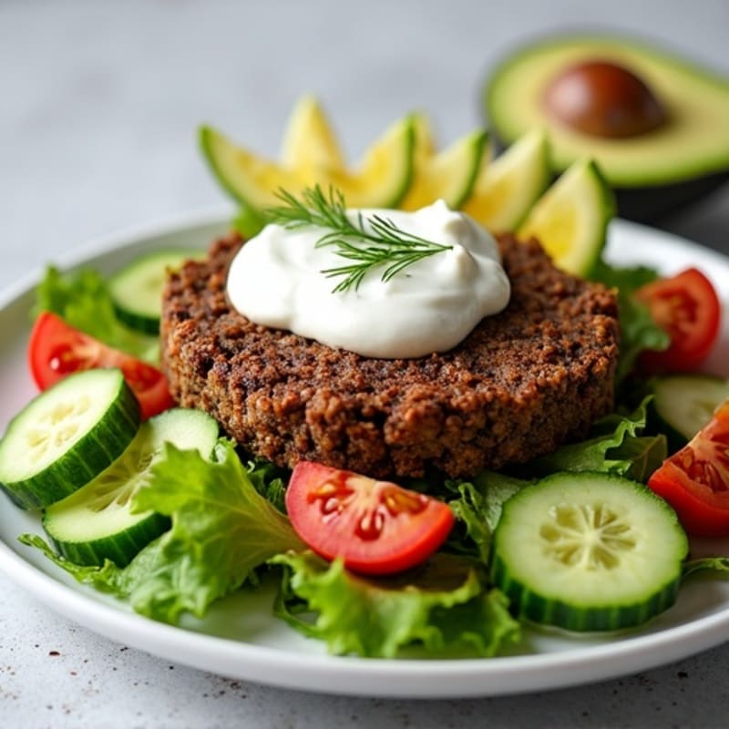 Lean Ground Beef and Crispy Salad with Creamy Dill Pickle Dressing