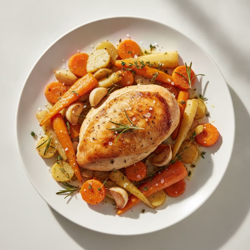 Garlic Herb Roasted Chicken with Root Vegetables