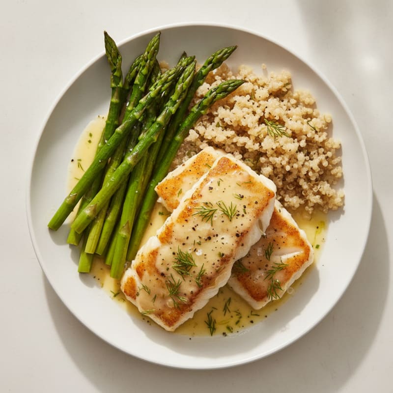 Pan-Seared White Fish with Lemon-Dill Sauce
