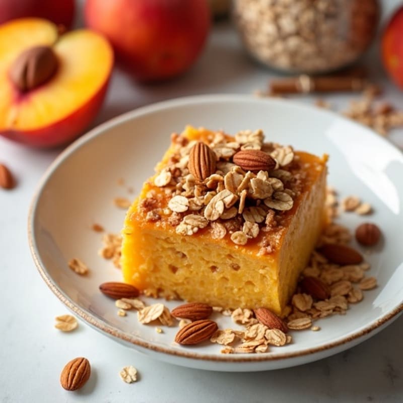 Warm Spiced Peach and Crispy Oat Bake