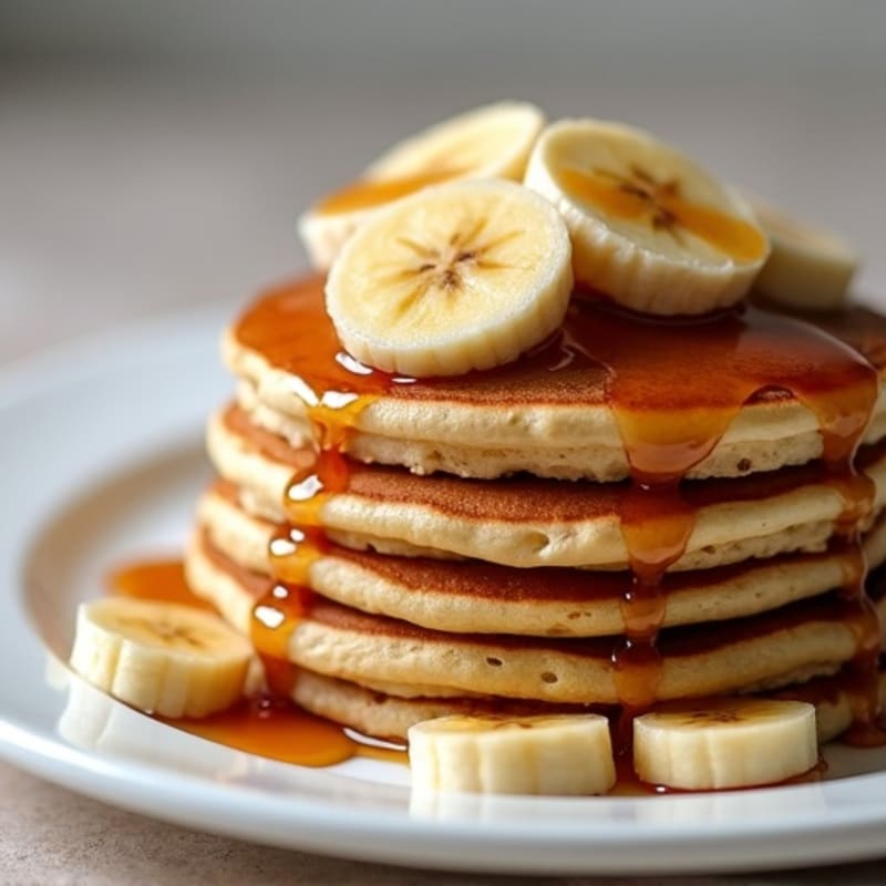 High Protein Banana Pancakes with Warm Spiced Caramelized Bananas