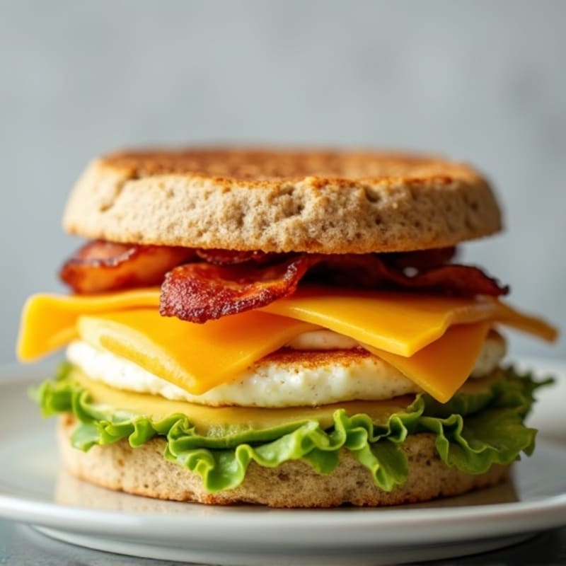 Protein-Packed Avocado Egg English Muffin Stack